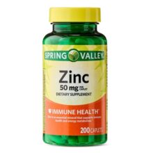 زینک اسپرینگ والی 200 عددی Spring Valley Zinc Caplets, 50 mg
