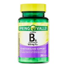 ویتامین ب6 اسپرینگ والی 250 عددی Spring Valley Vitamin B6 Supplement, 100 mg