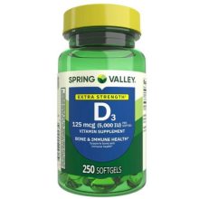 کپسول ویتامین دی اسپرینگ والی Spring Valley Vitamin D3 5000IU